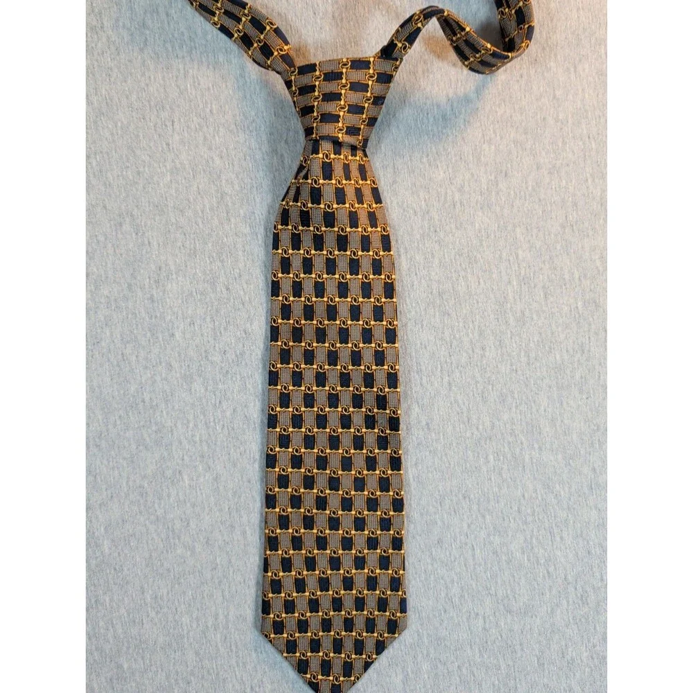 Raphael Handmade  Silk Tie Made In Milano Rome 3.75 Wide 58.5 Long Gold Accent